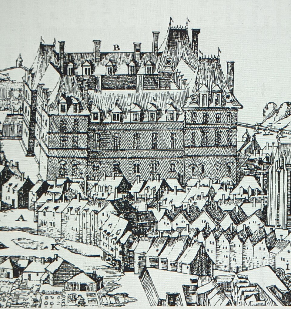 Représentation ancienne du château et de la place forte de La Fère en 1595